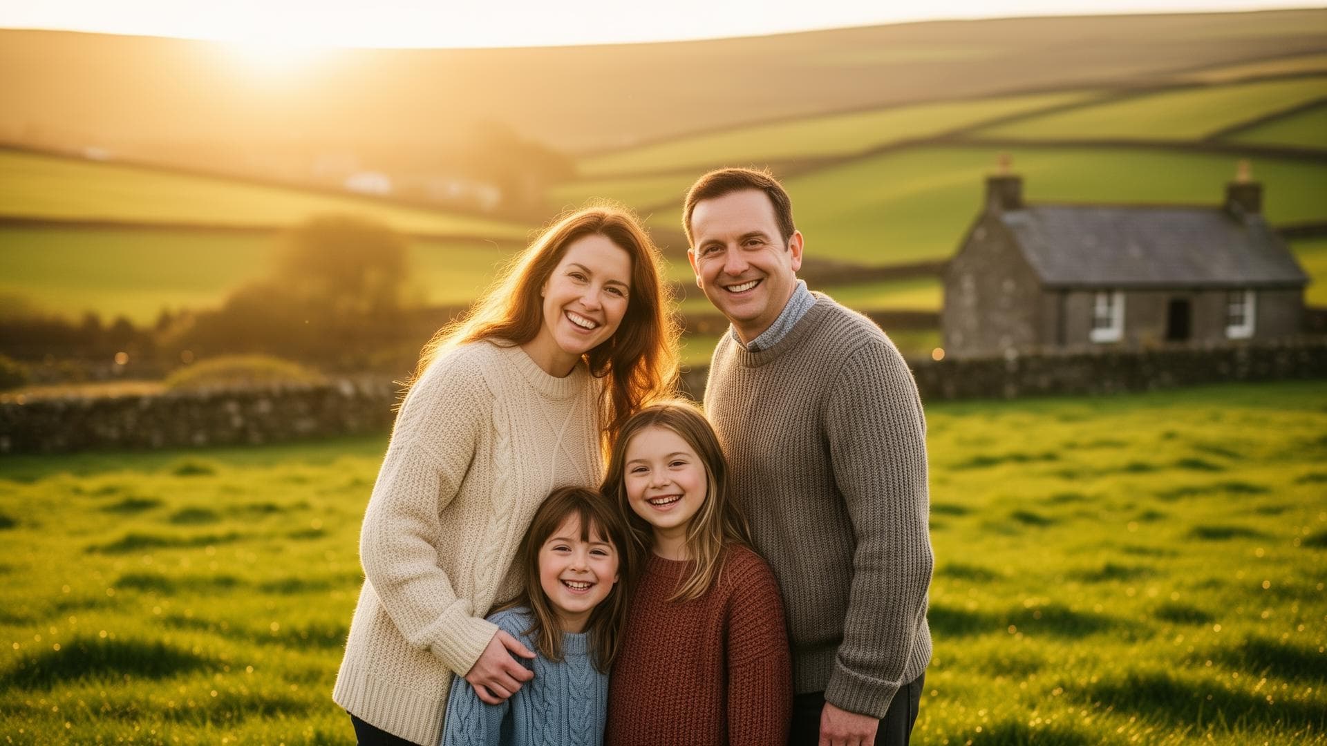 Happy Irish family in the countryside — hoster.ie helps Irish businesses get online
